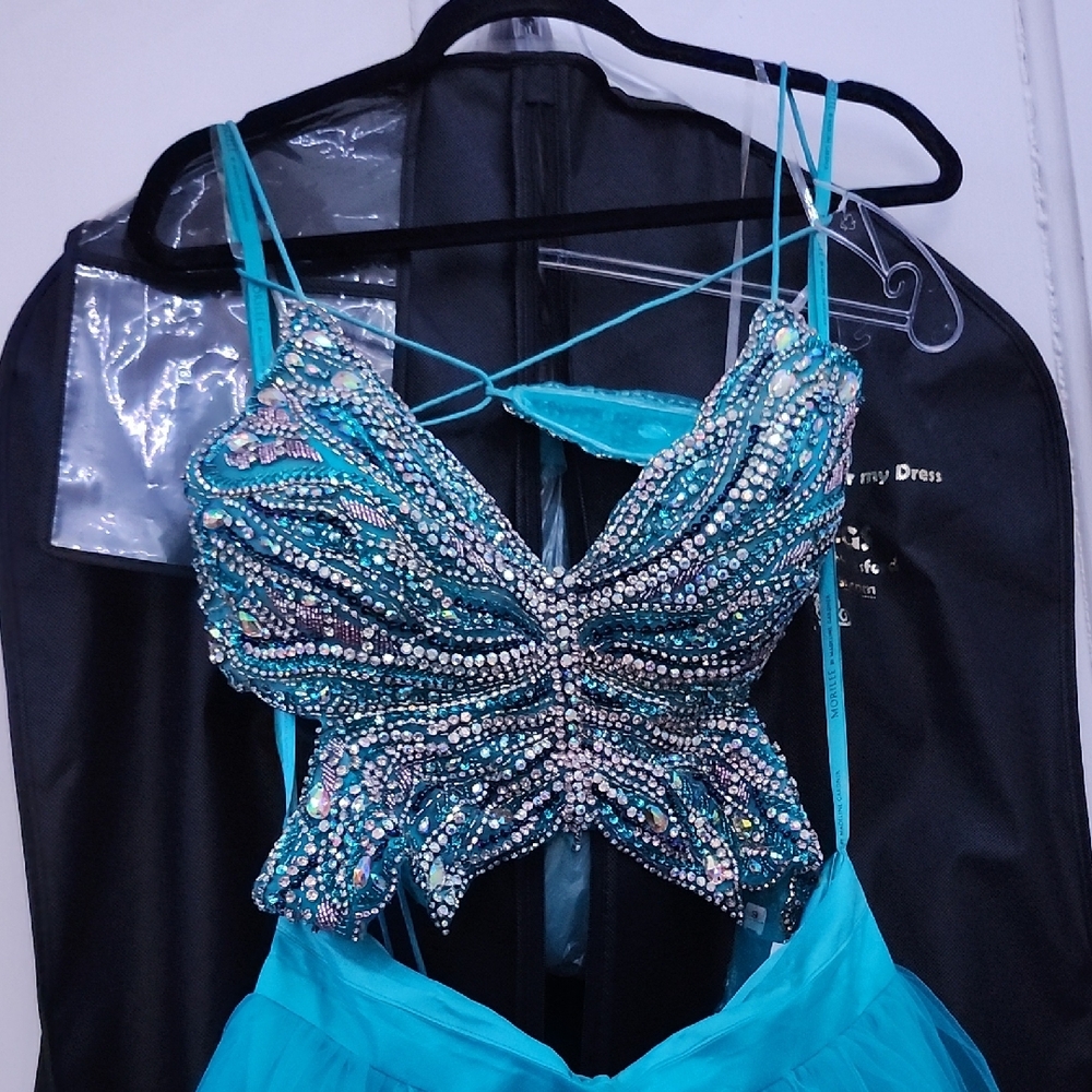 Blue Two Piece Prom Dress - Picture 4 of 5